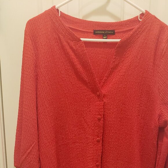 Adrienne Vittadina Bright Red Blouse NWOT Never Worn 3/4 Sleeves Size L - Picture 1 of 7